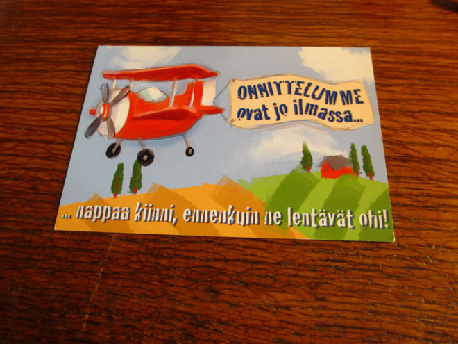 kartopk onnittelu - lentokone 1lk ystävät merkki l.loisto