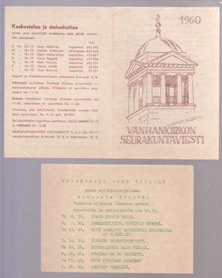 1960 VANHANKIRKON SEURAKUNTAVIESTI MM.OHJELMAA HYVÄ DOKUMENT