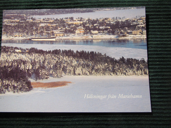 Hälsningar från Mariehamn. Laivapostikortti