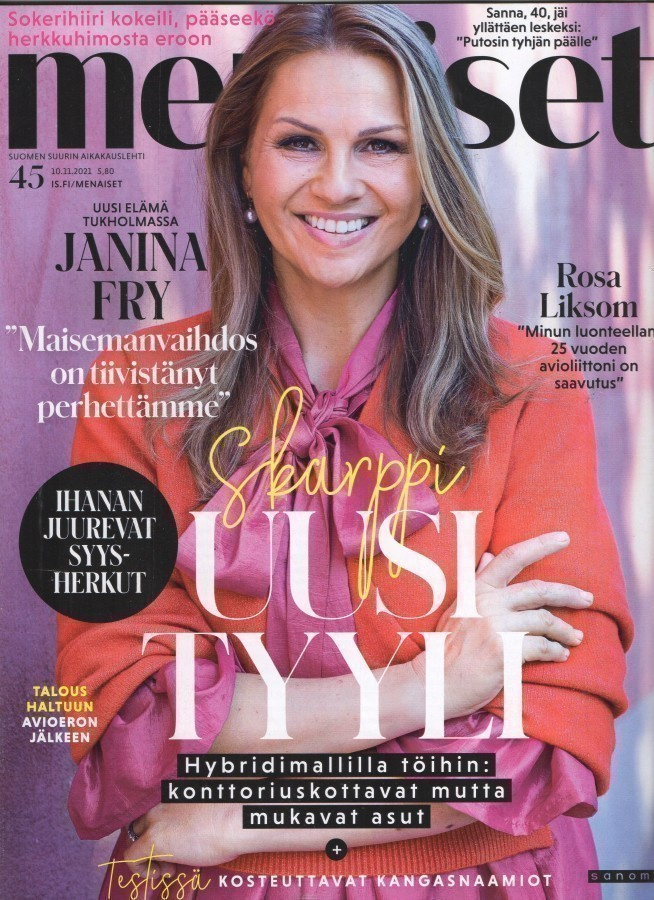 Me Naiset n:o 45 2021 Janina Frostell-Fry. Sanna. Rosa.