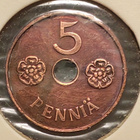 5 PENNIÄ reikärahat pari v.1941-42. Jatkosota - pikkukuva 4