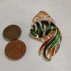 Vintage Gold Plated emaloitu kala rintakoru rintaneula - pikkukuva 2