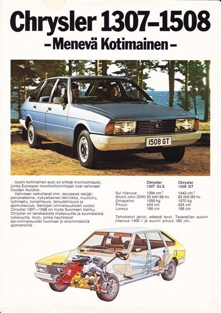 Chrysler 1307 ja 1508 -esite 70-luvun lopusta