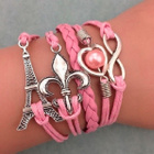 610 .. Infinity Eiffel Tower Heart Pearl .. Rannekoru - pikkukuva 5