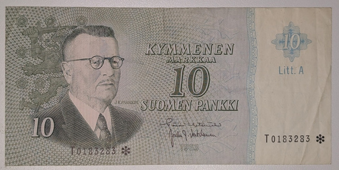 10 Markkaa 1963 Litt. A T0183283 Tähti