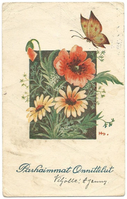 Helga Sjöstedt: Onnittelukortti (1945)