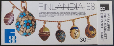FINLANDIA 88 -näyttelyn FABERGÉ -vihko, postituore