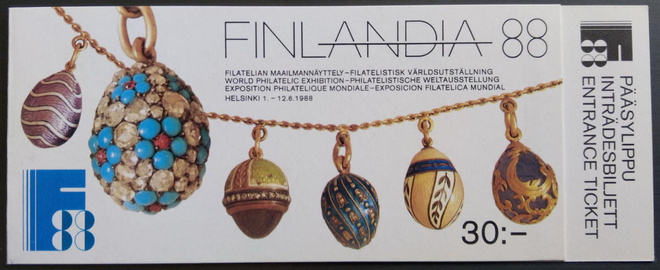 FINLANDIA 88 -näyttelyn FABERGÉ -vihko, postituore