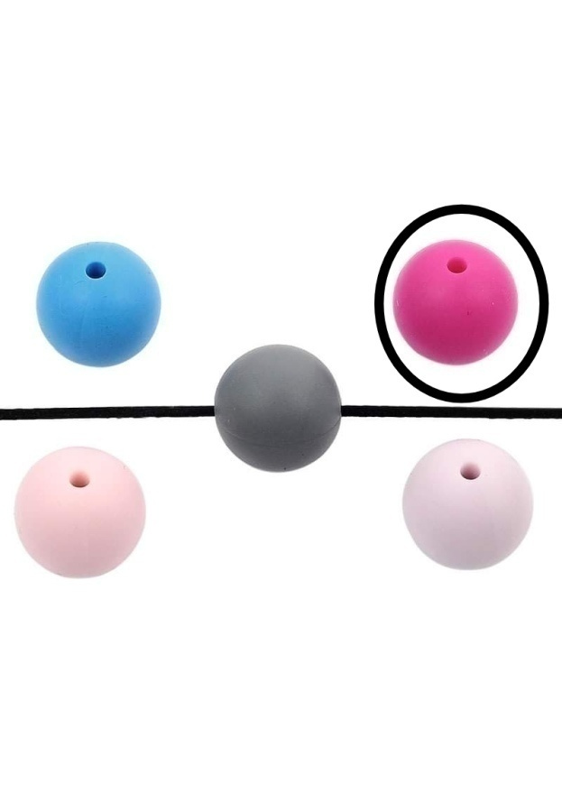 2 kpl pyöreitä silikoonihelmiä, pinkki.
