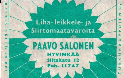 Hyvinkää. Paavo Salonen.  Tukkukauppojen Oy .  s103
