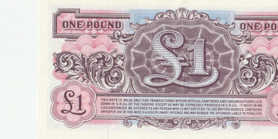 Iso-Britannien asevoimien 1 punnan seteli 1948 1 punta