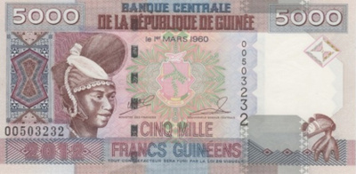 (B0072) GUINEA, 2012. 5000 Francs. P-41b. UNC