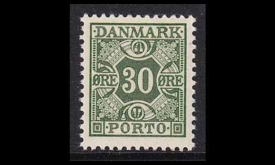 Tanska PORTO_36 ** 30 öre vihreä (1937)