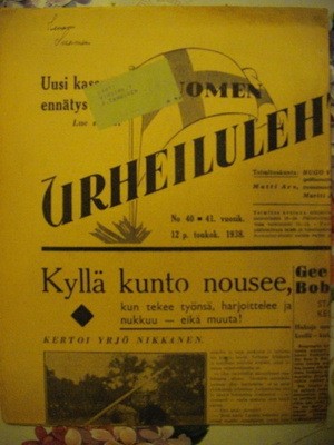 Suomen Urheilulehti Nro 40/1938 (26.10)