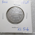 1 mk  1865   hopeaa   paljonkulkenut.siisti raha, - pikkukuva 5