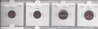 1941-42  5 ja 10 p cu reikärahat