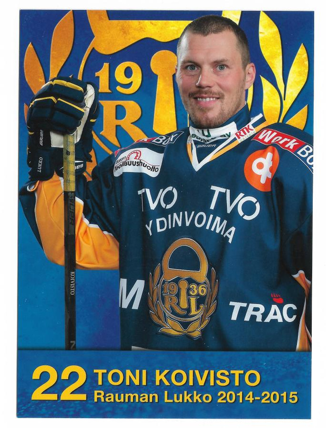 2014-15 Rauman Lukko Postikortti Toni Koivisto