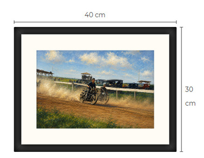 Uusi moottoripyörä art print kehystetty 30 cm x 40 cm