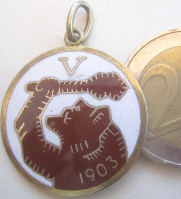 VANHA Merkki Mitali V 1903 Karhu ym Hopeaa 1953 Vaasa KOMEA