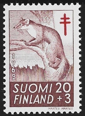 1962 TUB merkki  Näätä 20 + 3 mk ** LaPe 552