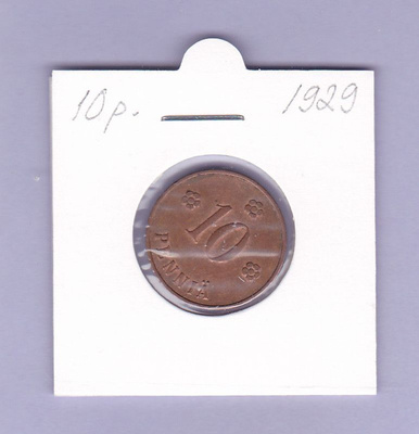 10 p v.1929 Cu KM#24 (leimakiiltoa)
