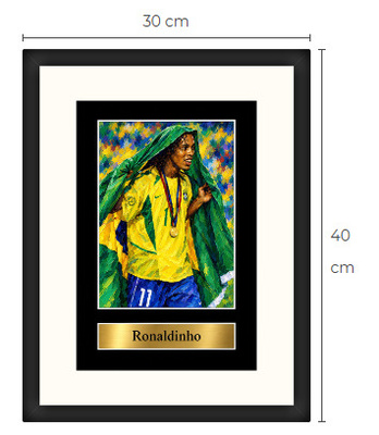Uusi Ronaldinho art print kehystetty 30 cm x 40 cm