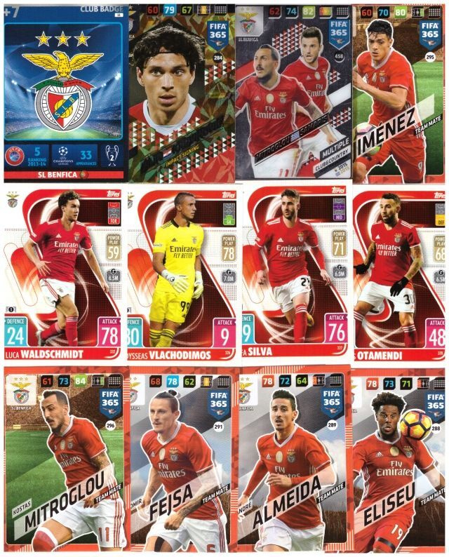 12 x BENFICA JalkaPallo sis. 2 x ErikoisKorttia