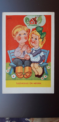 Vanha Könni kortti, sarjan Me kaksi, kulkenut kortti v. 1944