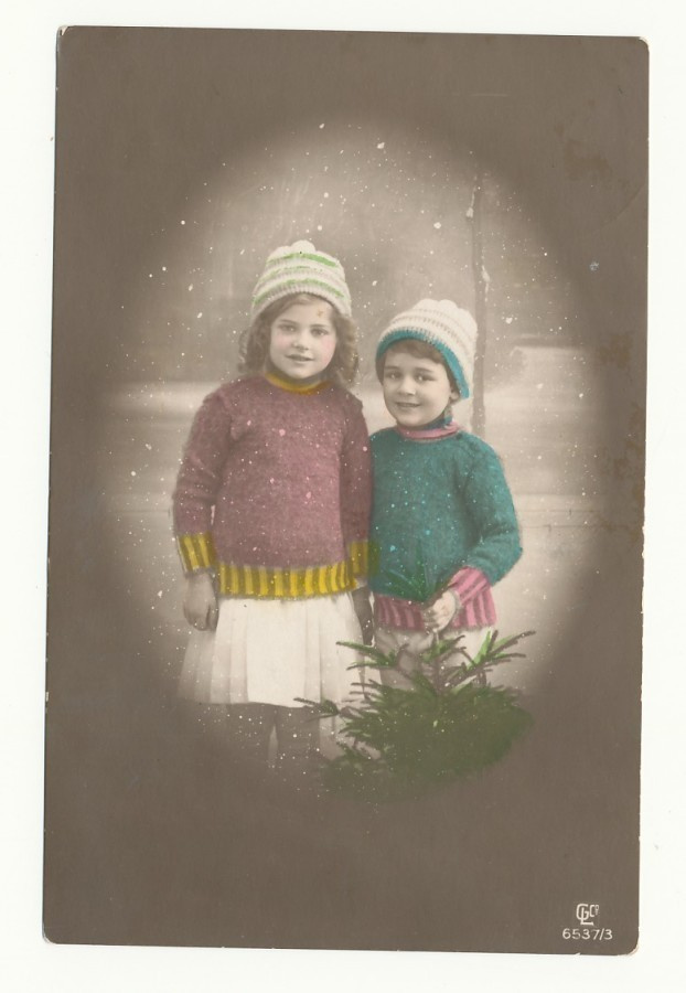 Tyttö ja poika - valokuvakortti, kulk. 1925