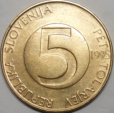 Slovenija. 5 tolarjev 1995.
