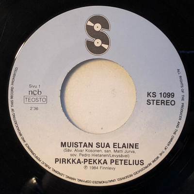 Pirkka-Pekka Petelius : Muistan Sua Elaine / Tahiti 7"Single