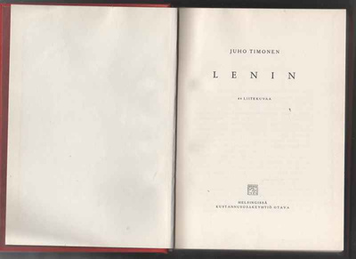 Timonen, Juho: Lenin, Otava 1933,sid., [Kielletyt kirjat ]