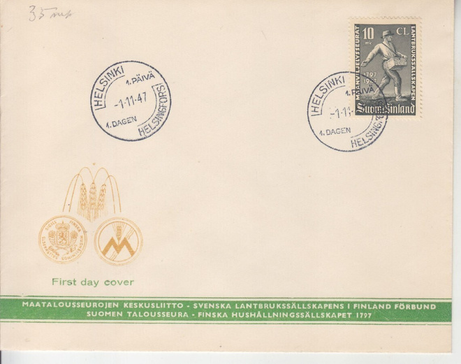 FDC 1947 Maanviljelysseurat.