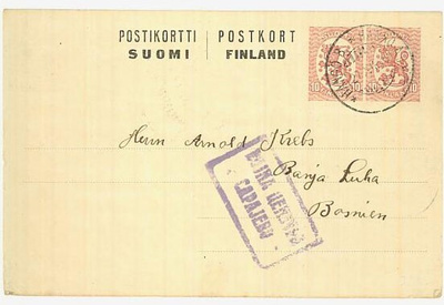1918 10+10 ehiökortti Bosniaan -19
