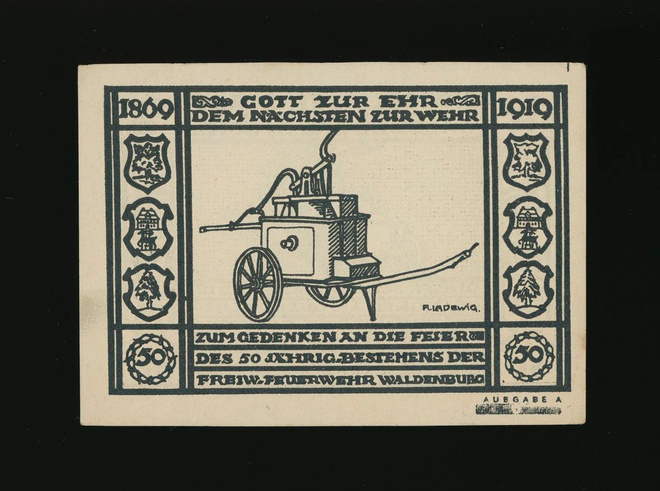 Saksa Notgeld 50 Pfennig, Waldenburg 1920