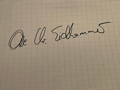 Ole Christian Eidhammer nimikirjoitus paperilla