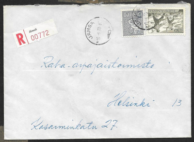 Postil. - Yl.m. 0,30+1,50mk R (LAPE 581+605) Jämsä 15.6.73