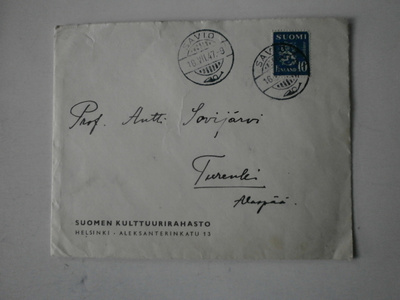 Savio, Suomen Kulttuurirahasto 16.7.1947