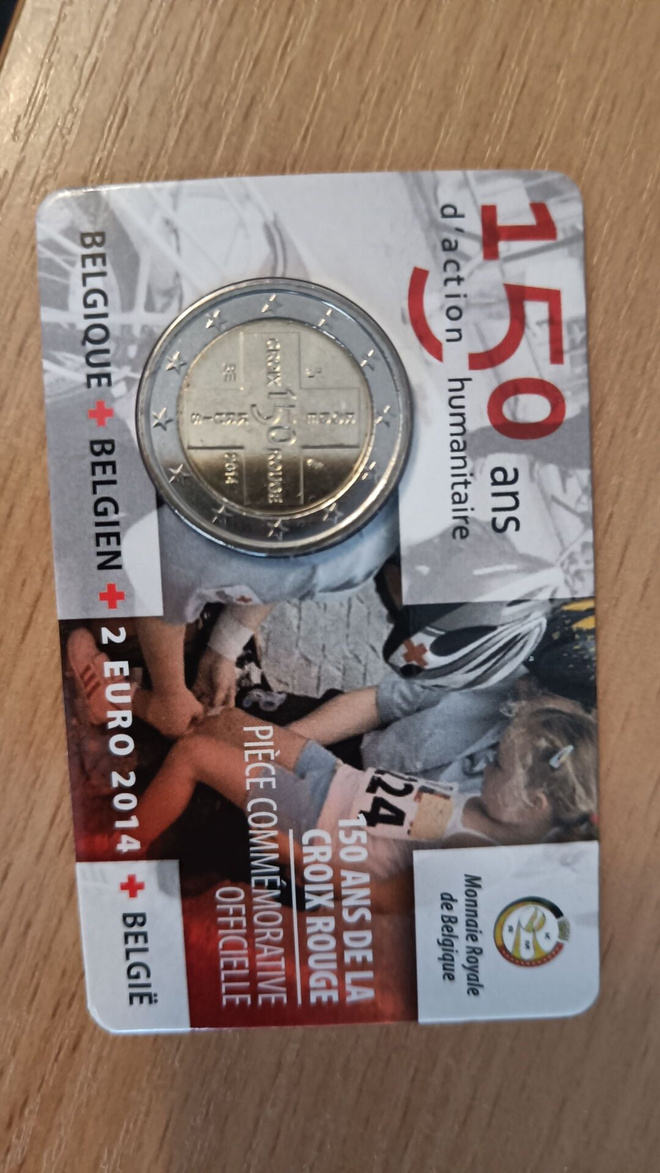 Belgia 2€ 2014 punainen risti Coin card