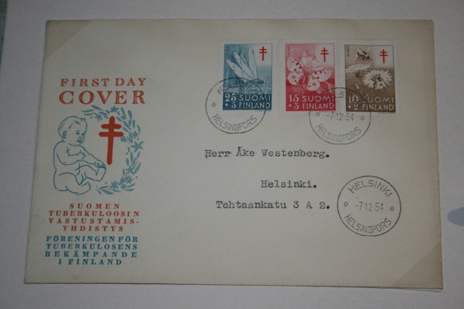 FDC kuori 7.12.1954 tuberkuloosi