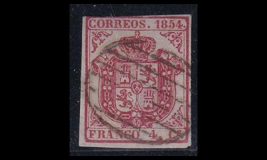 Espanja 25z o Vaakuna 4 Cs ohut sinertävä pap (1854)