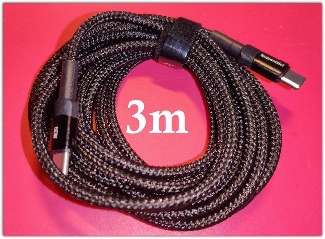 Musta punottu Toocki USB C - PD 60W kaapeli /3m #29690