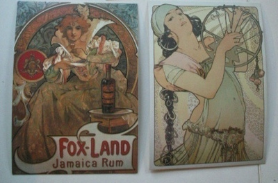 2 kpl Alphonse Mucha postikorttia, kulkemattomia