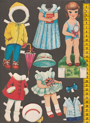 Paperinukke tyttö 1950-60-luku