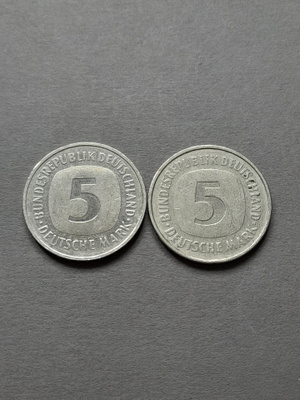 Saksa 5 MARK 1991D,1975F