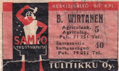Helsinki, B. Virtanen, Tulitikku Oy    b584