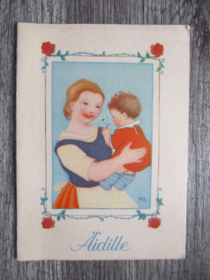 HELGA SJÖSTEDT.....Äidille, vanha isohko taittokortti.