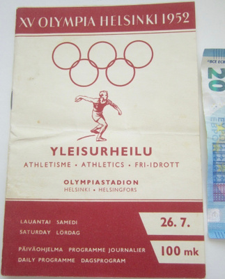 VANHA Ohjelma Olympia 1952 Helsinki Yleisurheilu 26.7.52