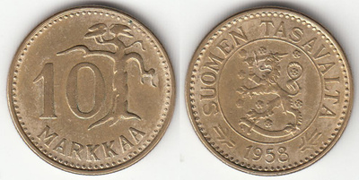 10 mk 1958 leveä 1