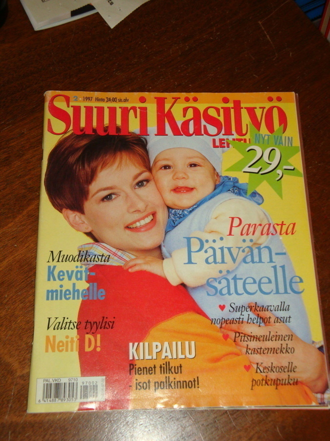 SUURI KÄSITYÖ  -LEHTI 2/1997 PITSINEULEINEN KASTEMEKKO